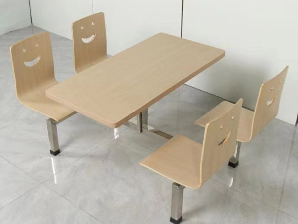 这款企业饭堂用餐桌椅4连体受欢迎